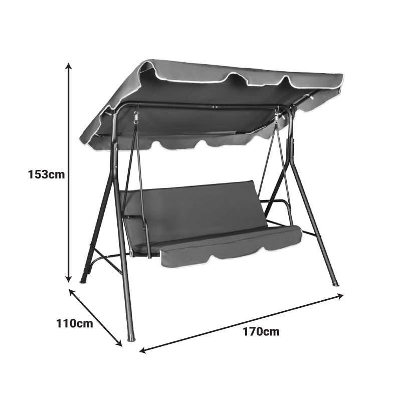 Balansoar Globo, Metal si tesatura, 170x110x153 cm - Antracit