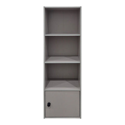Lenobia column Bibliotecă cu cabinet light, gri, 31x24x95 cm, perspectiva suplimentara