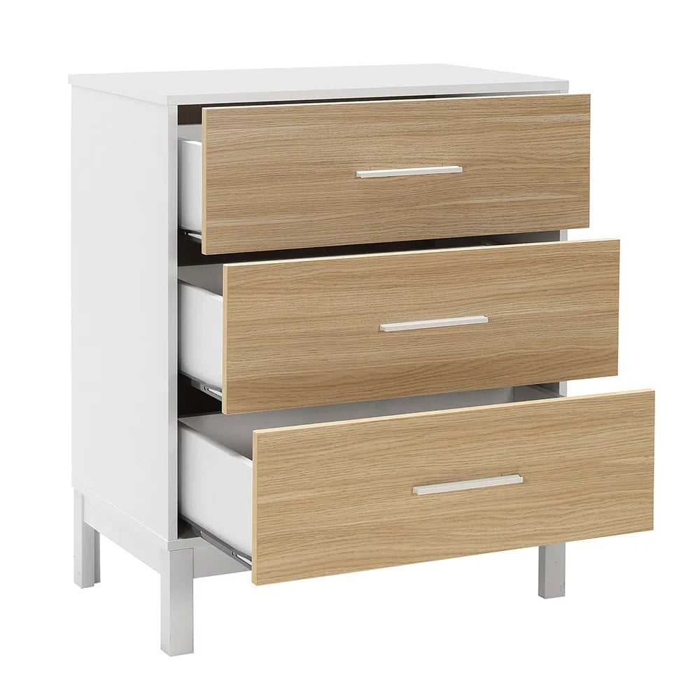 Comoda SFN-1403-MB-1 Home Collection® London, 3 sertare, Alb - Stejar, 73x88x45 cm