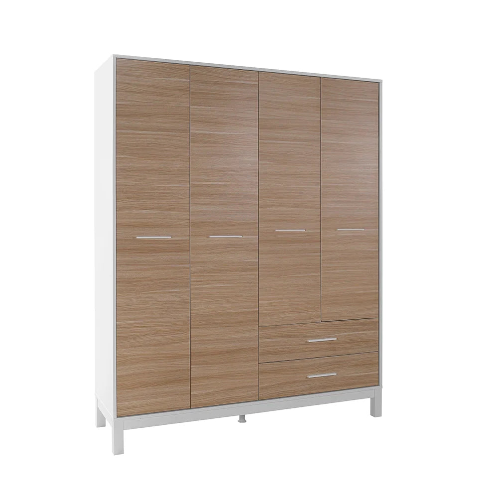 Dulap Haine GRD-1442-MB-3 Home Collection® London, 4 usi si 2 sertare, Alb - Stejar, 159x202x52 cm