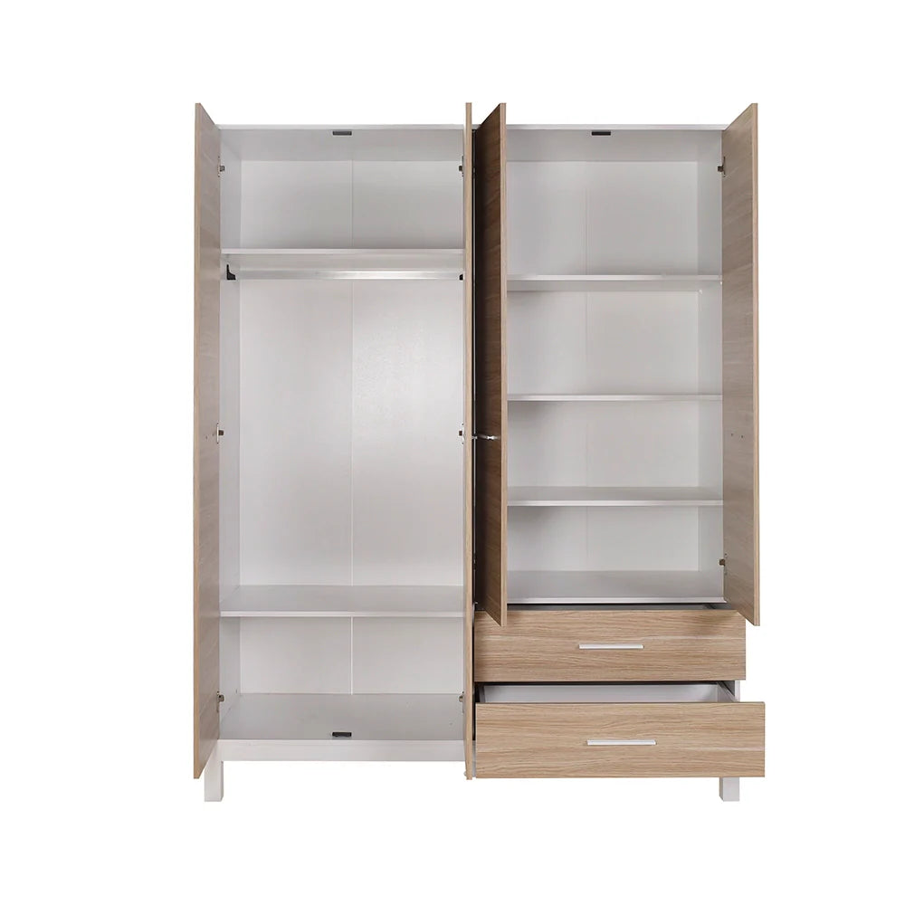 Dulap Haine GRD-1442-MB-3 Home Collection® London, 4 usi si 2 sertare, Alb - Stejar, 159x202x52 cm