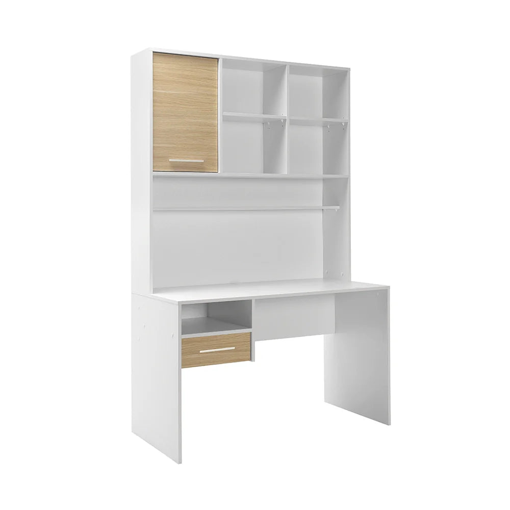 Birou CMU-1411-MB-2 Home Collection® London cu biblioteca, Alb - Stejar, 120x196x60 cm