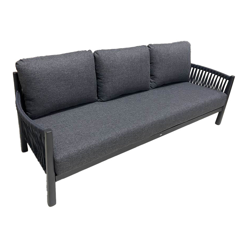 Lounge de exterior Feralda, cu funcție relaxare, aluminiu și sfoară gri deschis, compacte, 218x79x73 cm
