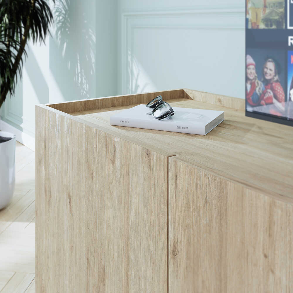 Comoda TV TVC-740-FF-1 Home Collection® Luna, Stejar, 180x63x42 cm