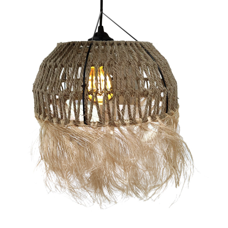 Lustra Bowler din rachita, Natural, D31x69 cm