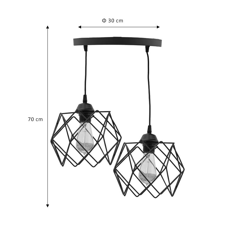 Lustra cu 2 lumini Zocie, Negru, 30x30x70 cm