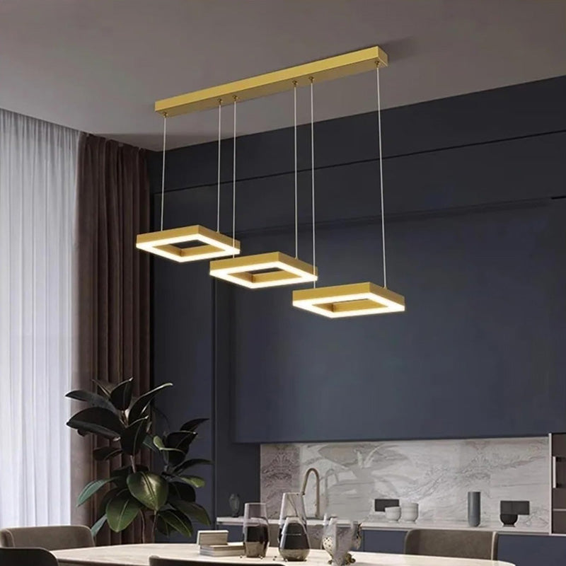 Lustra Benor, metal si LED, 70x20x15 cm - Auriu