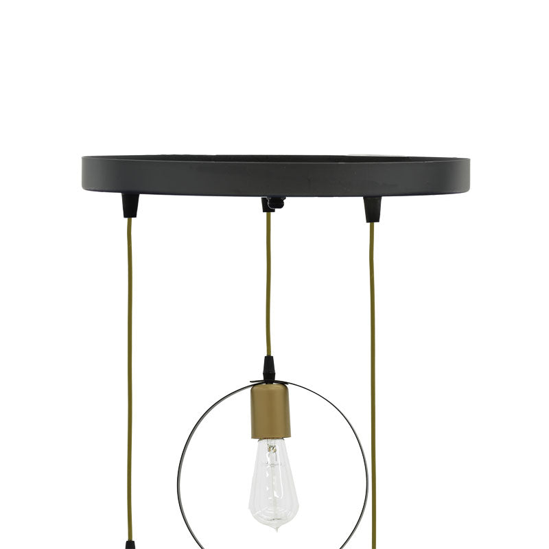 Lustra cu 3 lumini Kasper, negru-auriu, D30x79 cm