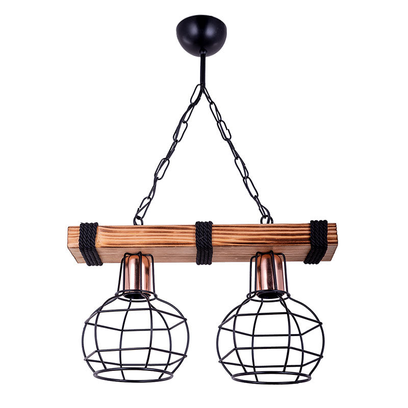 Lustra cu doua lumini PWL-1033, nuc-negru, 40x15x60 cm