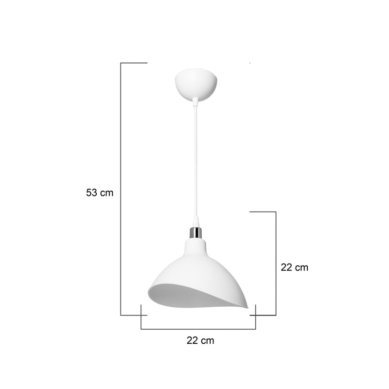 Lustra de tavan cu un singur bec Oufoa, Alb - Negru, D22x22 cm - Alb