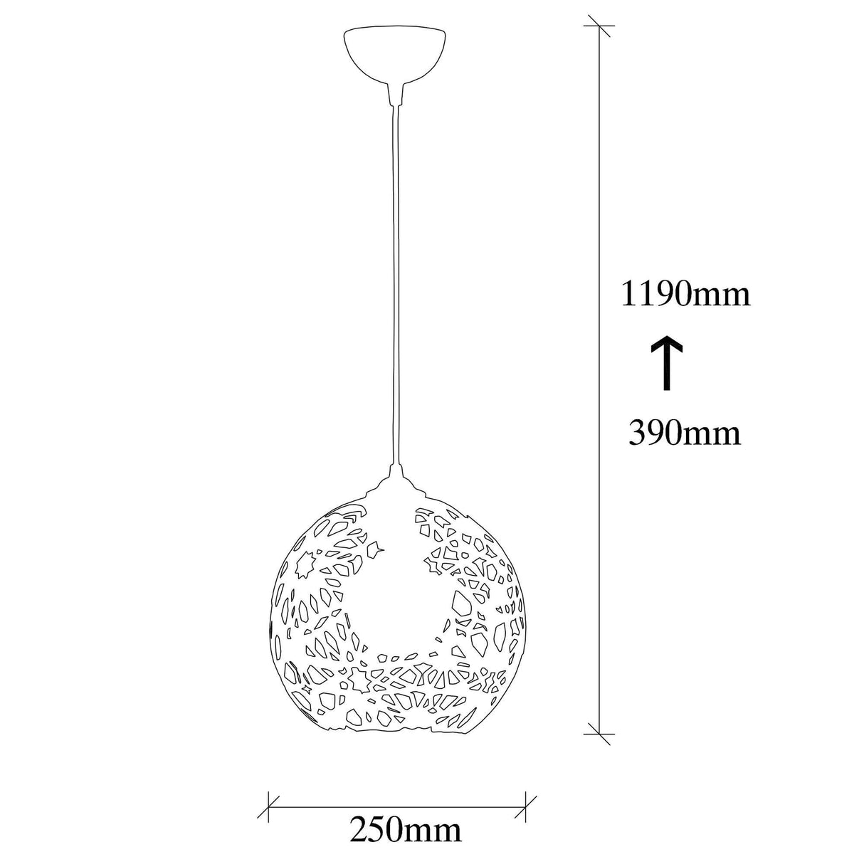 Lustra Dumrul Chandelier, Negru, 25x25x119 cm