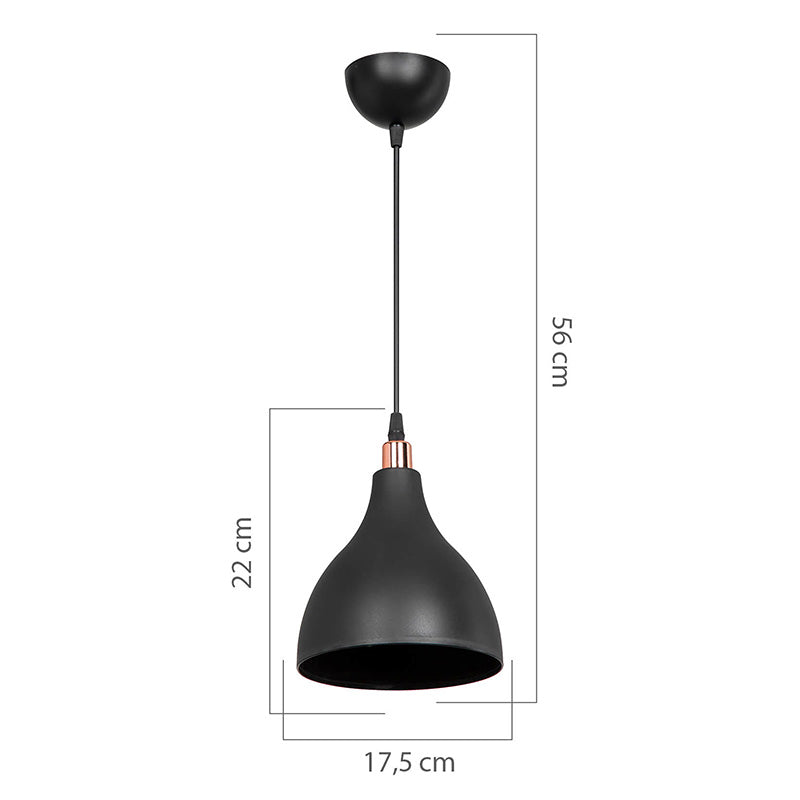 Lustra Lofty, metal, 18x18x22 cm - Negru