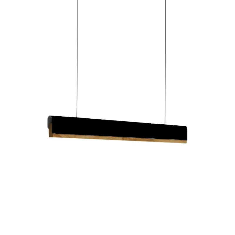 Lustra Rafmole LED metal negru si lemn, 120x100 cm