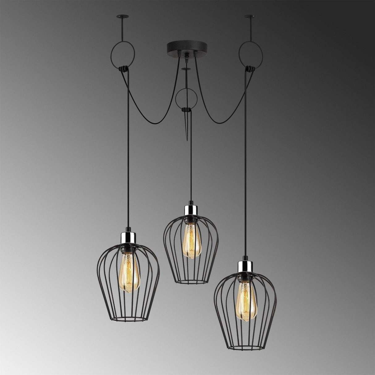 Lustra Sivir 86, Negru, 100x100x130 cm