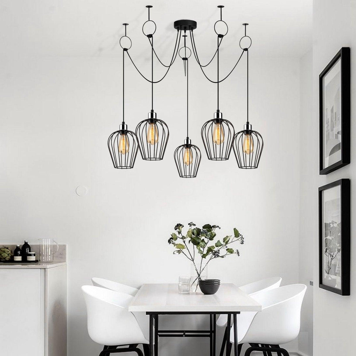 Lustra Sivir 91, Negru, 120x120x130 cm