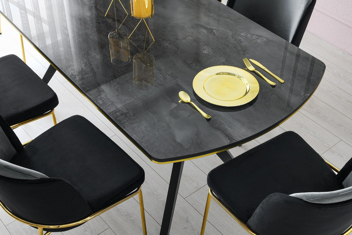 Masa Bucatarie Efor, Negru, 180x90x77 cm