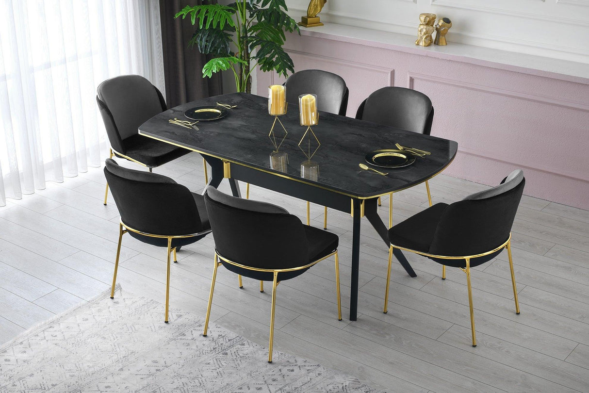 Masa Bucatarie Efor, Negru, 180x90x77 cm