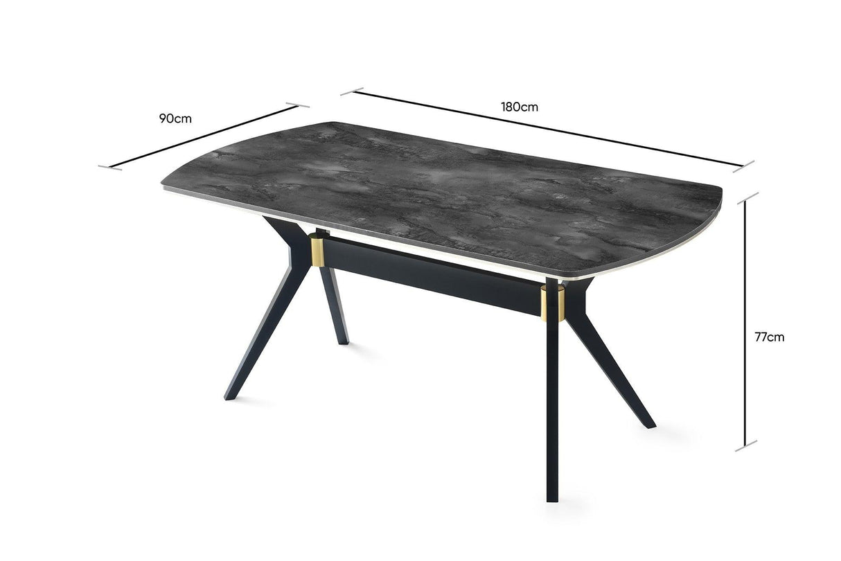 Masa Bucatarie Efor, Negru, 180x90x77 cm