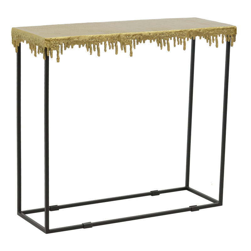 Masa Consolă Bulco metal, auriu-negru, 80x28x72 cm