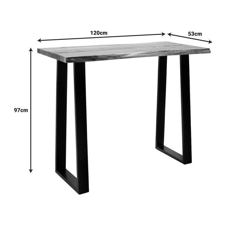 Masa de bar Miles Boho, Lemn masiv, Grosime 3 cm, Natural, 120x53x97 cm