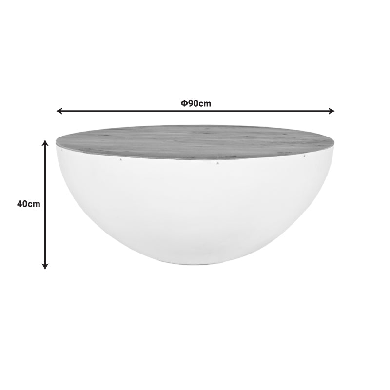 Masa de cafea Boho Coffelty, Alb, 90x90x40 cm