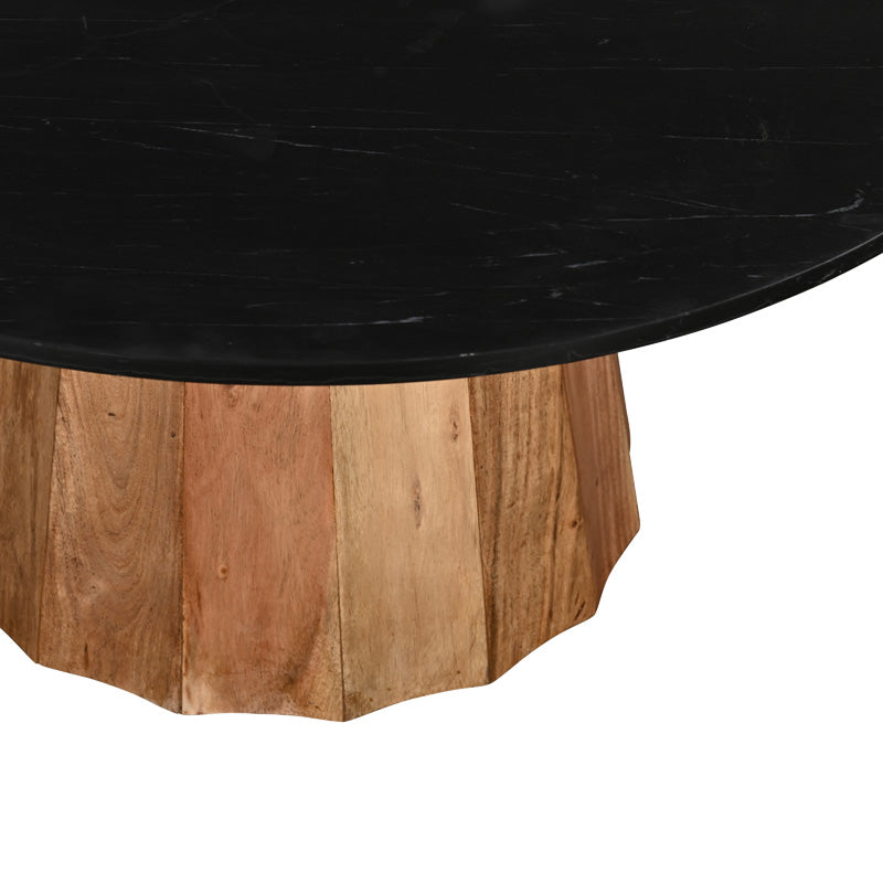 Masa de cafea cu blat din lemn masiv și marmura Ezerdian, Acacia și Marmura, Natur, 90x45 cm
