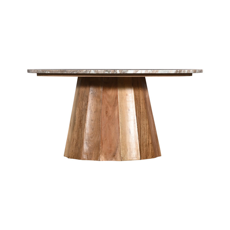Masa de cafea cu blat din marmura, Ezerdian, Lemn de Acacia, Natur, D90x45 cm