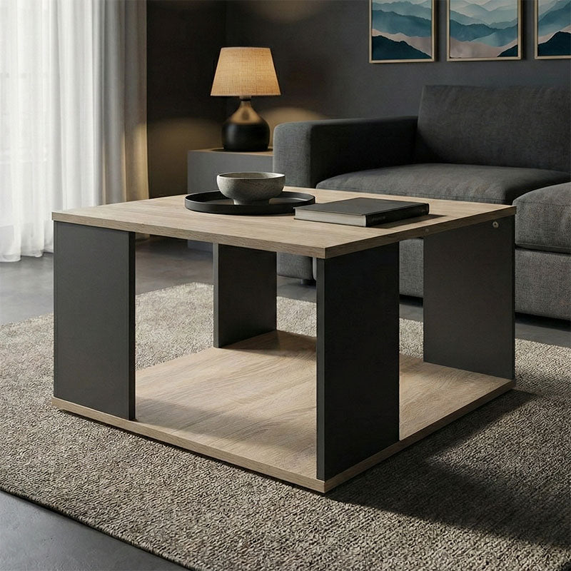 Masă de cafea cu funcție decorativă, Sonoma-Anthracite, Modern, Pal melaminat, 60x60x39 cm