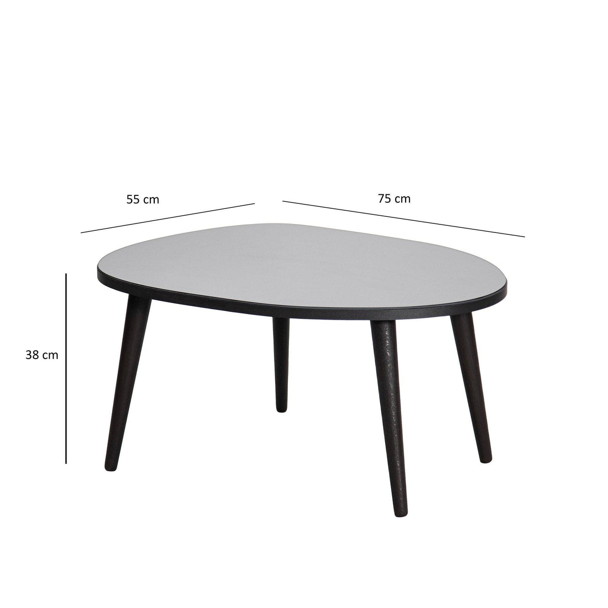 Masa de Cafea Gusto cu Sticla Securizata, Alb - Gri, 75x38x55 cm - Fumul Negru