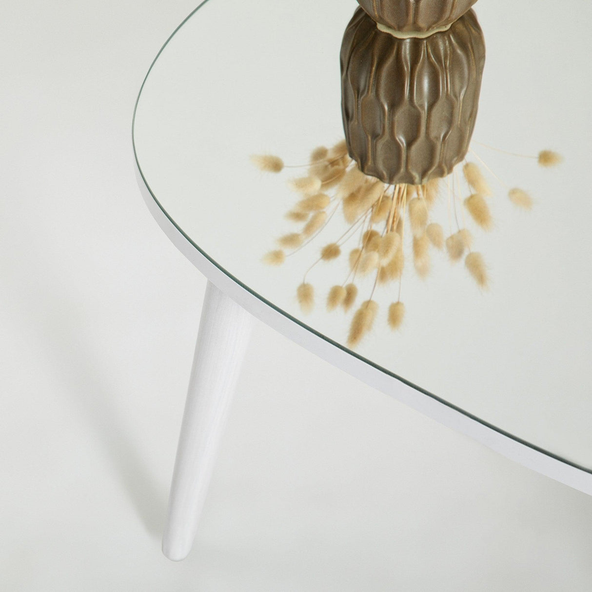 Masa de Cafea Gusto cu Sticla Securizata, Alb - Gri, 75x38x55 cm - Alb