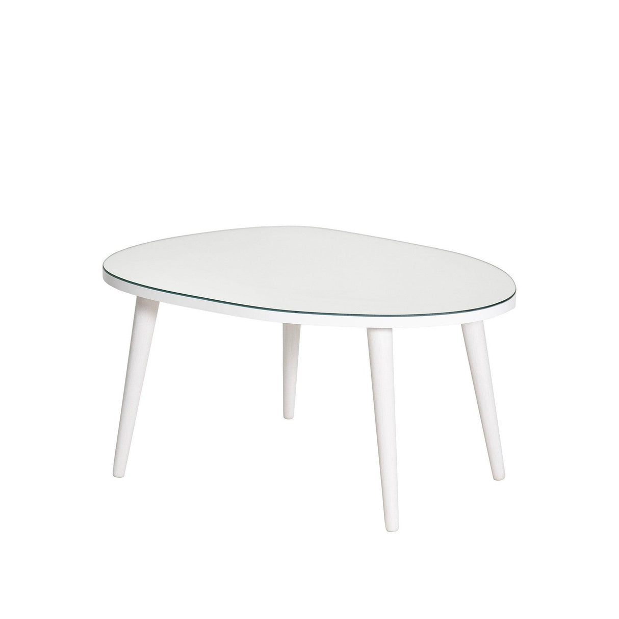 Masa de Cafea Gusto cu Sticla Securizata, Alb - Gri, 75x38x55 cm - Alb