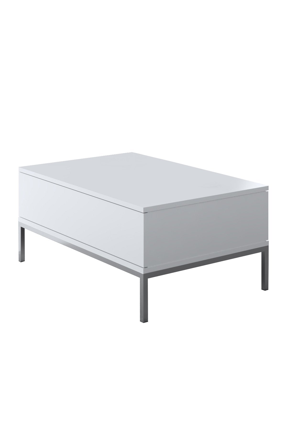 Masă de cafea Lord Bexley, alb - negru - alb - auriu - alb - argintiu, 90x60x40 cm - White Silver
