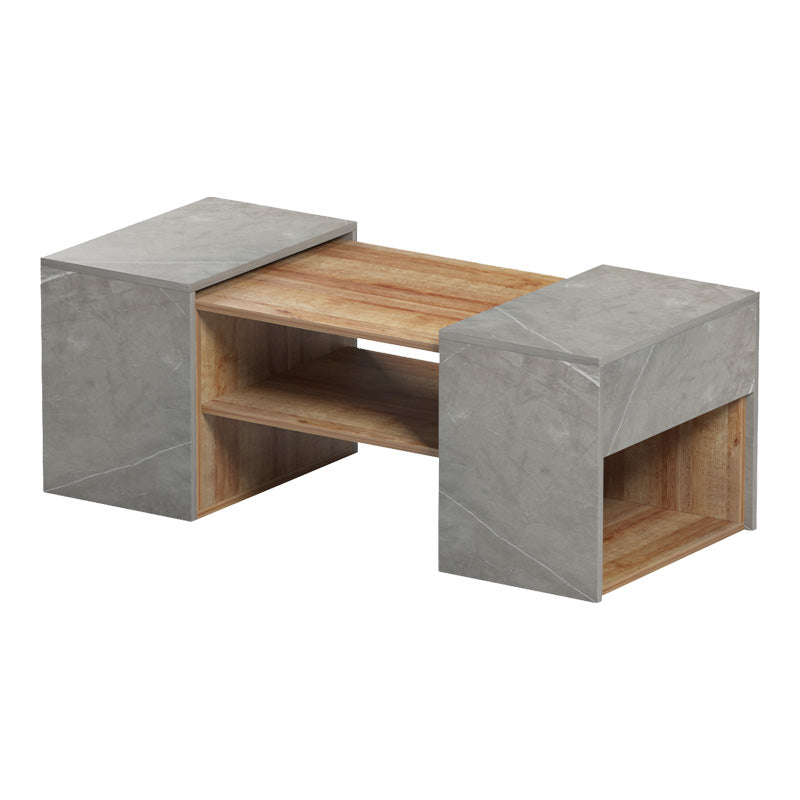 Masa de cafea polimorfa Morfi, 3 bucati, de marmura stejar-bej, 105x45x37 cm