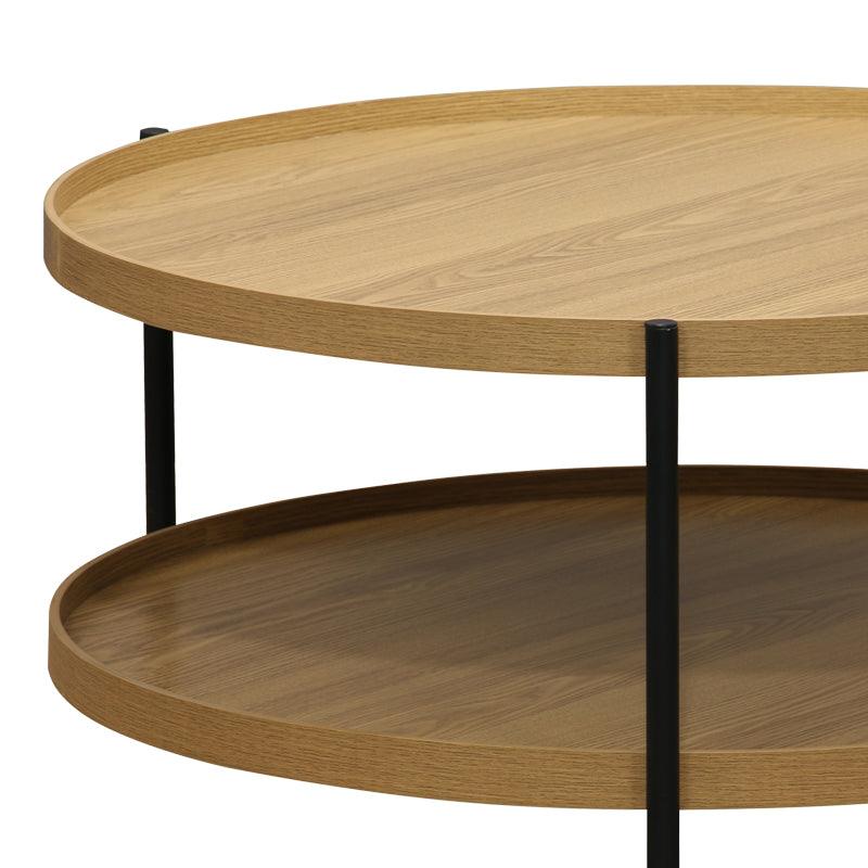 Masa de cafea Portogie mdf nuc - metal negru D80x40cm - Natural