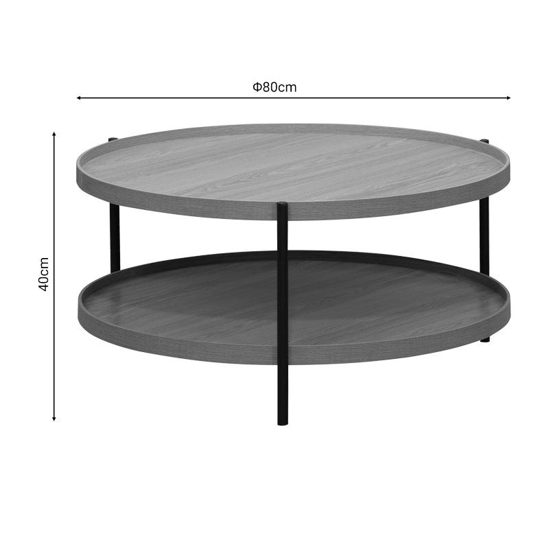 Masa de cafea Portogie mdf nuc - metal negru D80x40cm - Natural