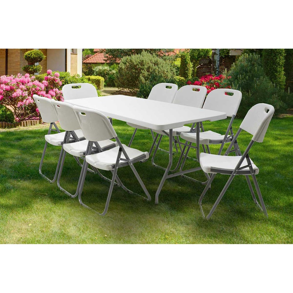 Masa de catering profesionala Rodeo pliabila granit, alb, 183x76x74 cm