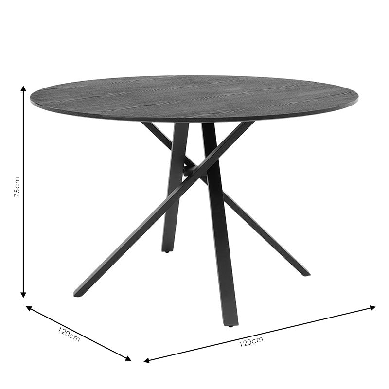Masa de cina Cerco, Negru - Sonoma, D120x75 cm - Negru