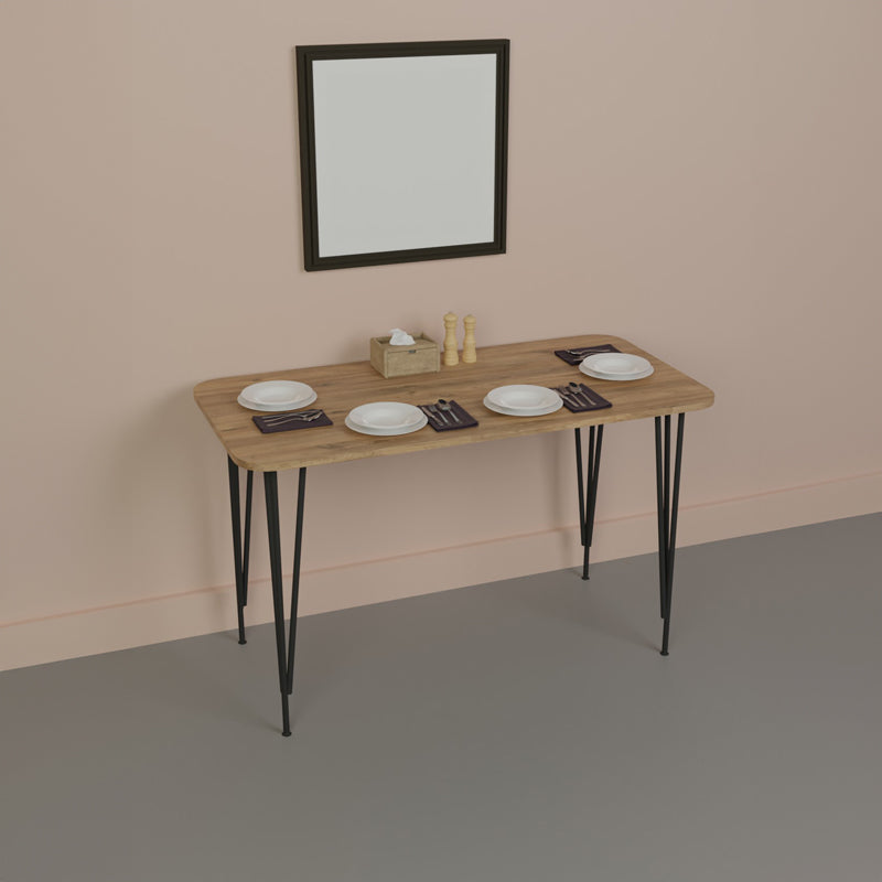 Masa de cina Palkon stejar -metal, negru, 120x60x73 cm - Stejar