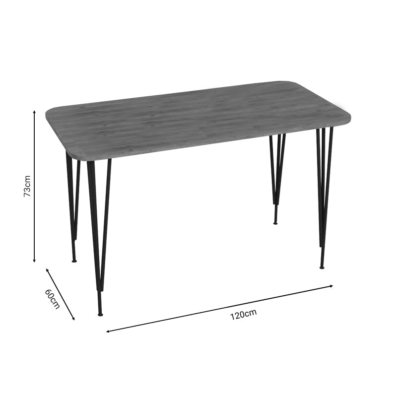 Masa de cina Palkon stejar -metal, negru, 120x60x73 cm - Stejar