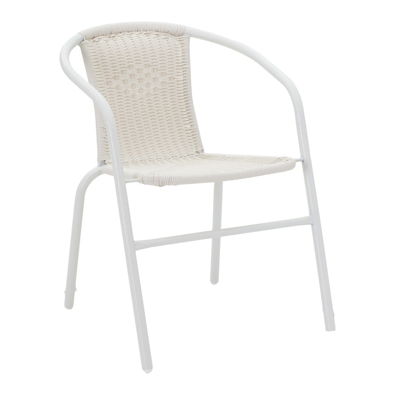 Masă de sufragerie cu scaune set 5 piese Obbi-Ensure, metal-Sticla, Alb, 120x70x70 cm