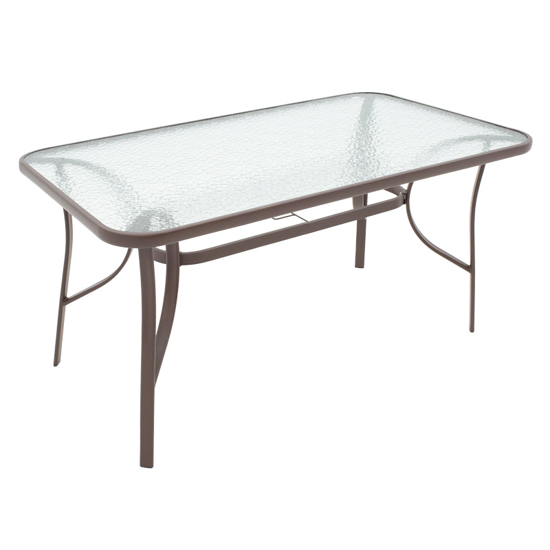 Masă de sufragerie Ensure-Calan set 5 piese metal-textilene, maro, 120x70x70 cm
