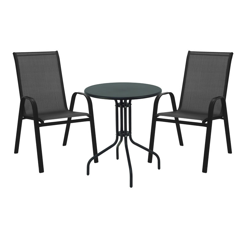 Masă de sufragerie Vergo-Calan din metal, neagra, D60x70 cm