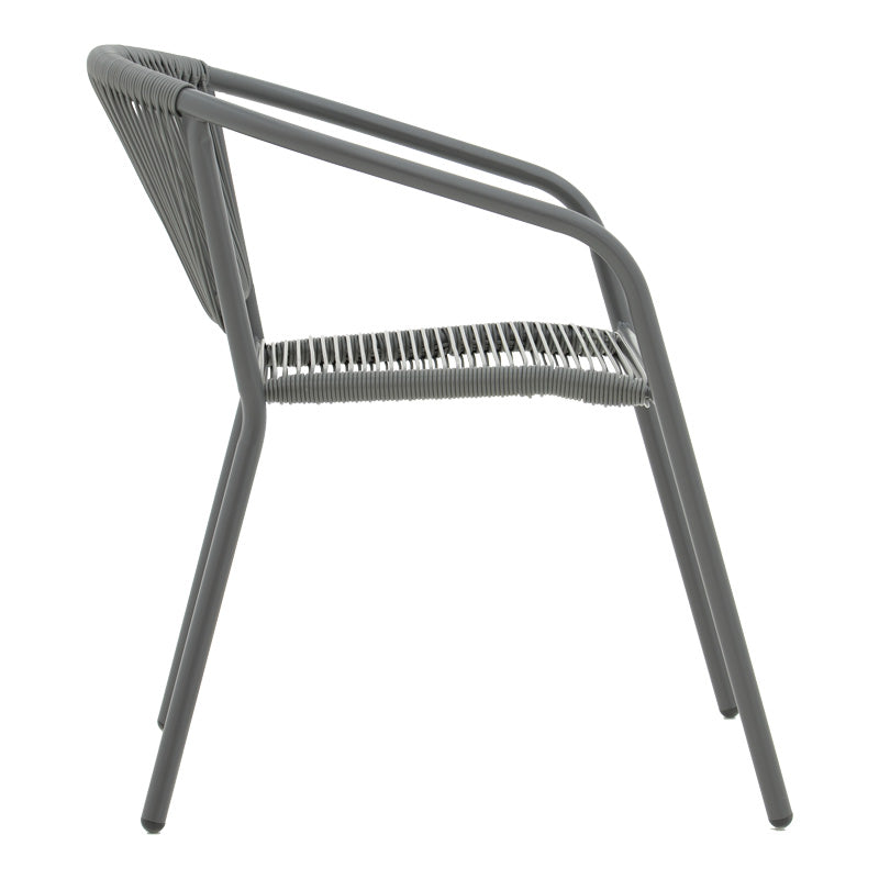 Masă de sufragerie Watson-Lindaria set de 3 piese metal-antrenit sticla, Antracit, D60x70 cm