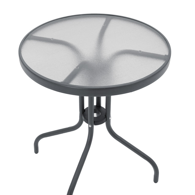 Masă de sufragerie Watson-Sussie set de 3 piese din metal sticlat, antracit, D60x70 cm