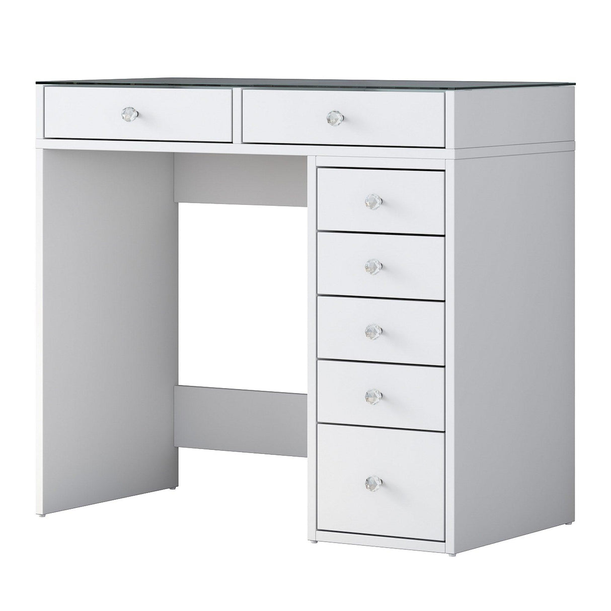 Masa De Machiaj Lux Inci cu 7 Sertare si Loc de Depozitare, Alb, 90x79x45 cm