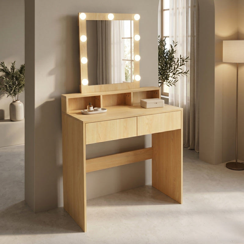 Masa de machiaj Virna, MDF, 80x40x145 cm - Natural