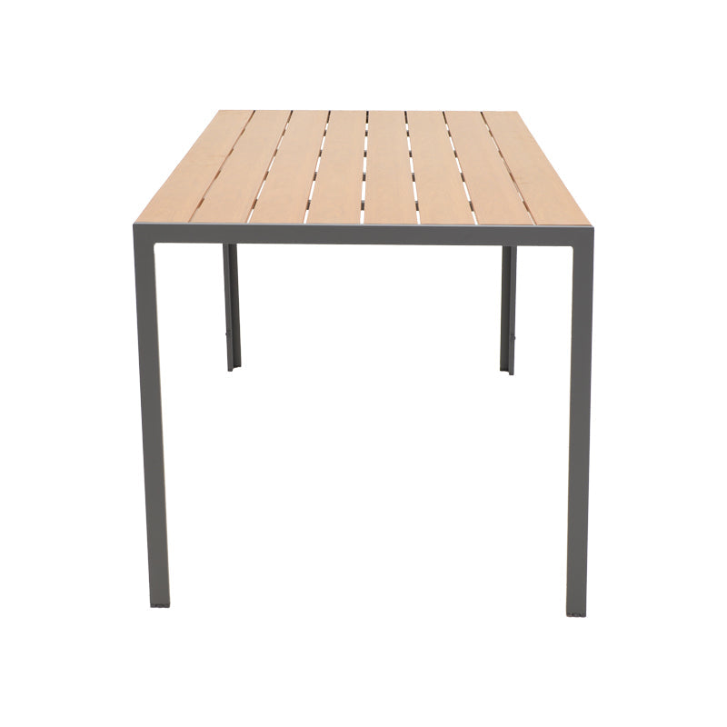 Masa de sufragerie Nares-Azelie C set 5 aluminiu antracit si textilena cu placaj, Natural, 140x80x72 cm