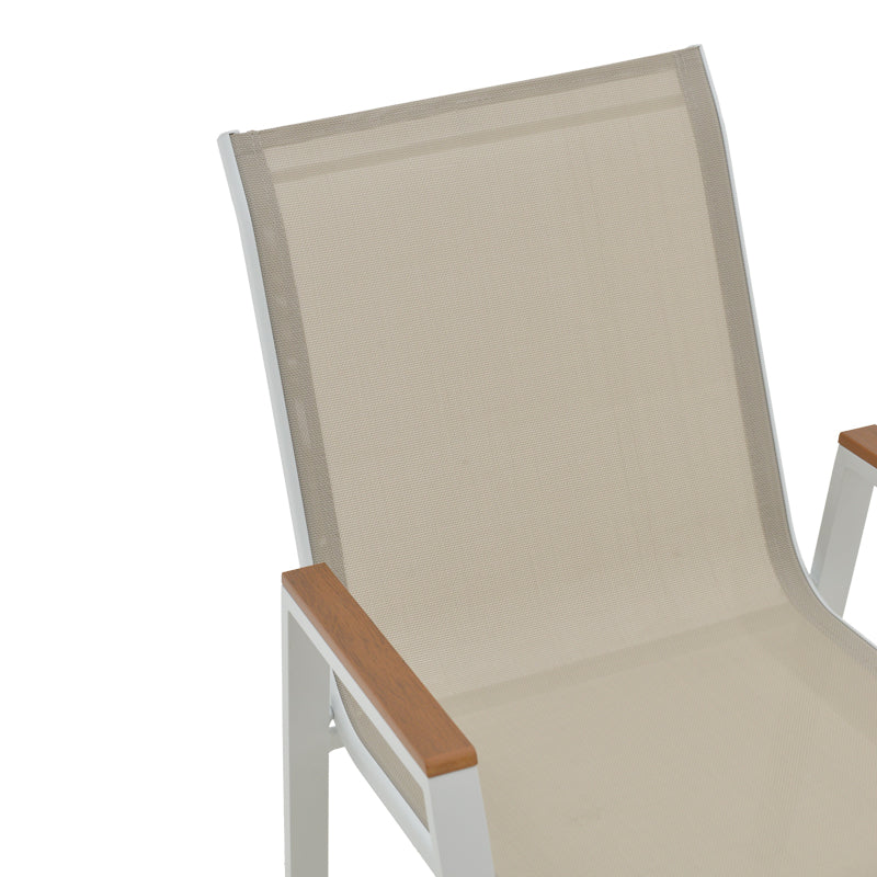 Masa de sufragerie Synergy-Azelie set 3 alb aluminiu si placaj, Natural, 80x80x74 cm