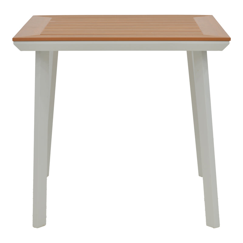 Masa de sufragerie Synergy-Azelie set 3 alb aluminiu si placaj, Natural, 80x80x74 cm