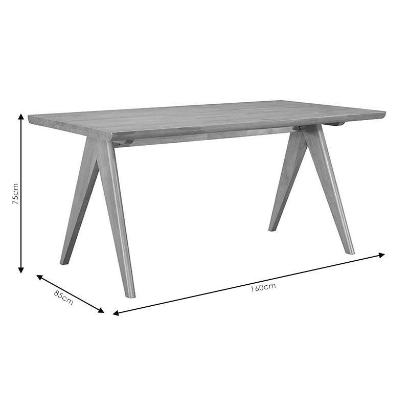 Masa de sufragerie Winslow, rubberwood, nuc deschis, 160x85x75 cm